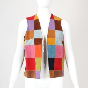 Vintage LATIGO WEST Suede Patchwork Vest Sz S